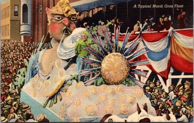 Mardi Gras Float New Orleans Louisiana Vintage Linen Postcard
