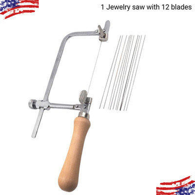 Mini U-shaped Saw Jewelers Saw Bow Saw Frame Jewelry DIY Tool W/ 12 Blades NEW
