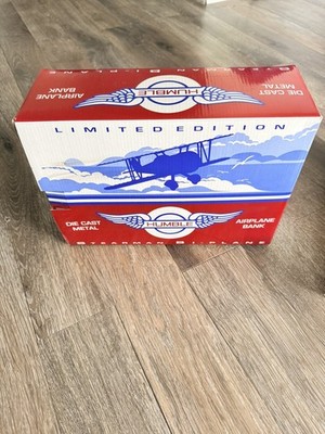 Vintage Humble Stearman Bi-Plane Airplane Diecast Bank NIB NEVER FULLY OPENED