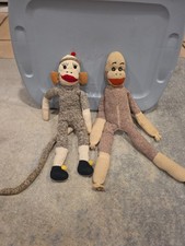 Vintage Sock Monkey 20" Guy And 16" Girl Lot Of 2