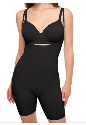 XL Wacoal Reshape Open-Bust Tummy & Thigh Shaper One Pc Long Leg Black
