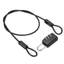 Security Cable with 3 Digit Combination Lock, 1.64 ft x 3/32", Black 