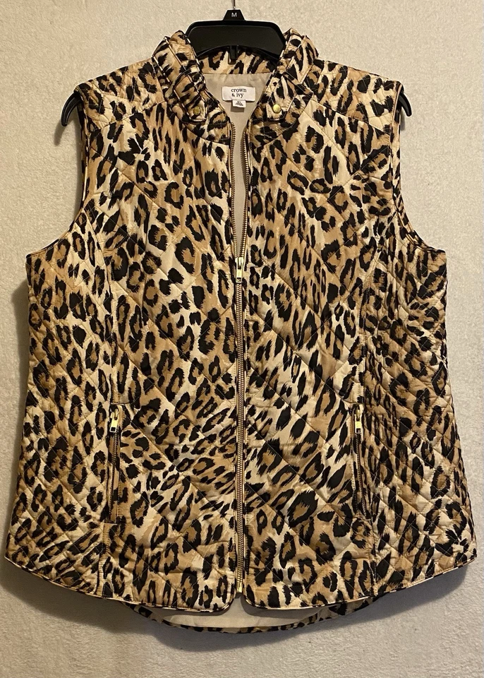 Chaleco acolchado Cheetah detalles dorados ambiente de los 90 Jersey Shore Mob Wives Foto 2 de 4