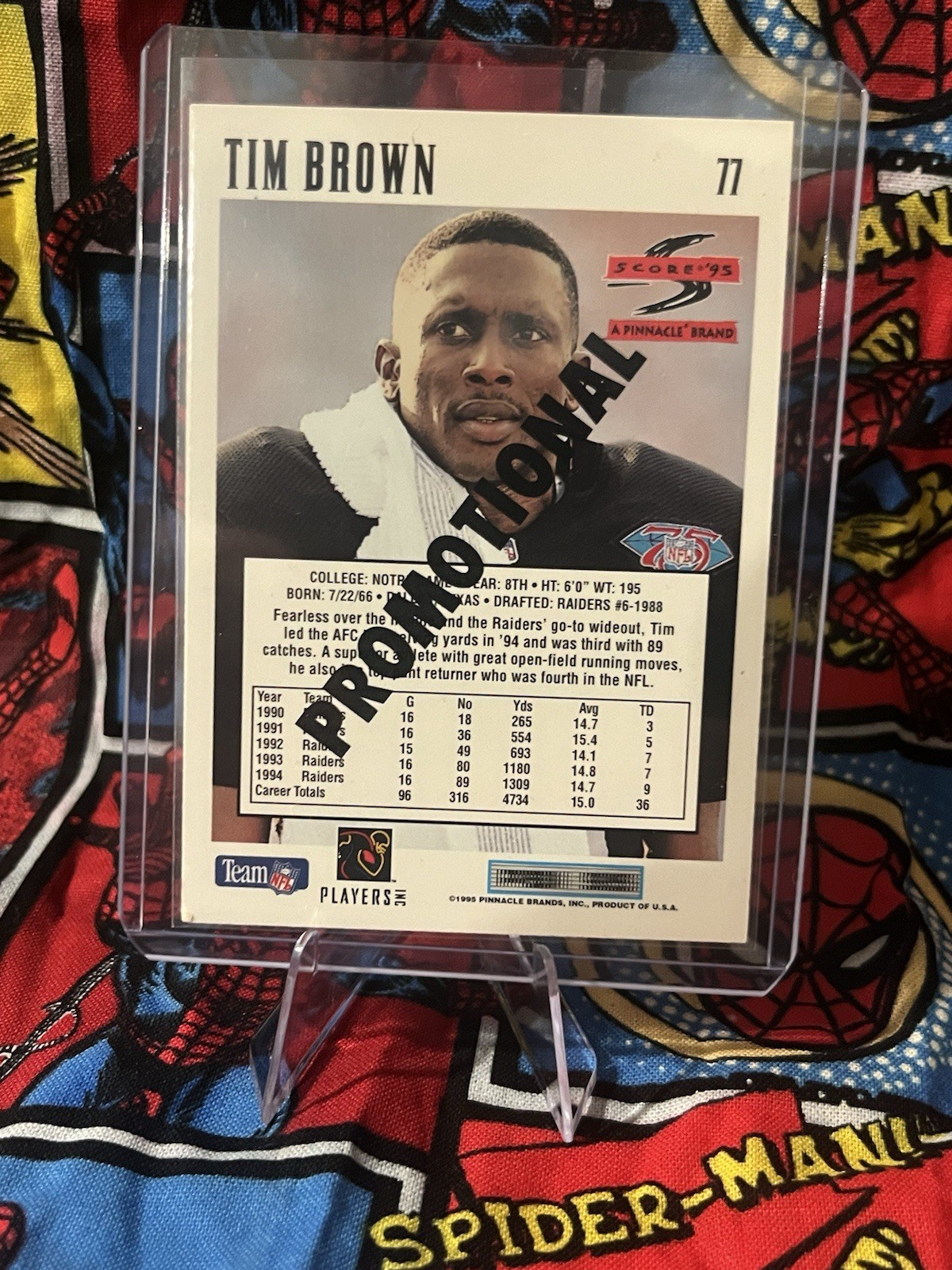 1995 Score Tim Brown #77 Football Oakland Raiders Promotional Card Rare!