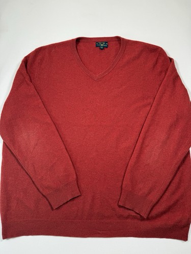 Club Room Sweater Mens 3XL Red Long Sleeve 100% Cashmere Knit V-Neck Pullover