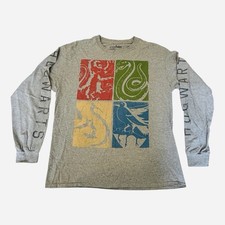 Hogwarts Crest Harry Potter Shirt Adult Large Graphic Tee Long Sleeve Gray Magic