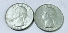 LOT O 2 WASHINGTON SILVER QUARTERS 90% SILVER CIRCULATED COINS FREE SHIP #9051
