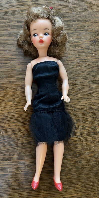 Vintage 1960's Tammy Doll BS-12 in Black Dress and Red Shoes