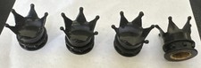 4 Black Crown Tire Valve Stem Caps With Sealing Ring