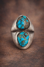 Vintage Native American Sterling Silver Turquoise Ring Size 8.5 18.5g