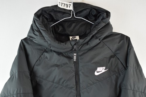 NIKE Black Puffer Jacket size XL Boys 158-170 Cm Full Zip Hooded Winter School - Picture 2 of 8