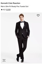 Kenneth Cole Reaction Men  s Slim Fit Ready Flex Tuxedo Suit 42L Brand New Tags