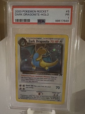 2000 POKEMON TEAM ROCKET 5/82 DARK DRAGONITE-HOLO PR PSA 1