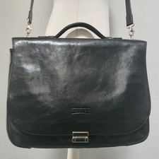 TEXIER Leather Briefcase Style Messenger Bag Laptop Smart Office Work Black