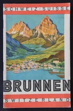 Swiss tourism brochure BRUENNEN ski resort leaflet Swiss tourism poster