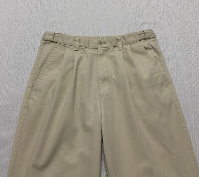 Puritan Chino Pleated Pants Men's Size 34x30 Beige Straight
