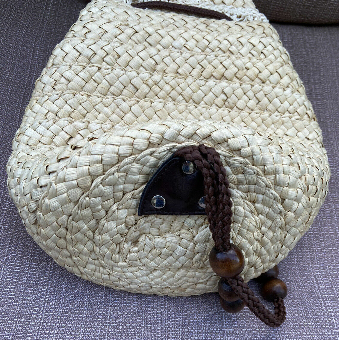 Unique Woven Corn Husk Backpack Purse For Beach Festival  display picture 1