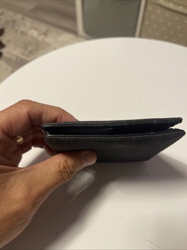Portafoglio VISPRIK grigio tela e nero vera pelle porta carte bifold - Foto 5 di 17