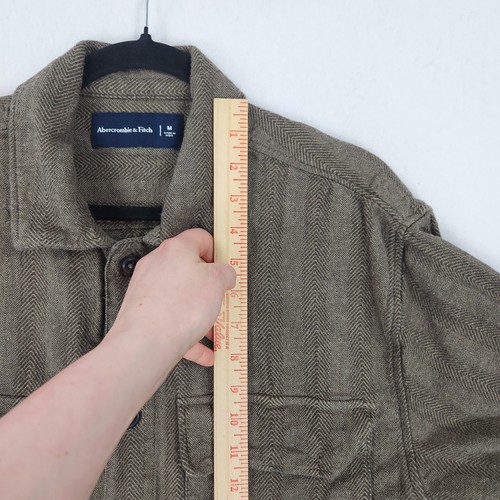 Abercrombie Fitch Sakko Herren mittelbraun Fischgrät Leinenmischung Shacket - Bild 6 von 13