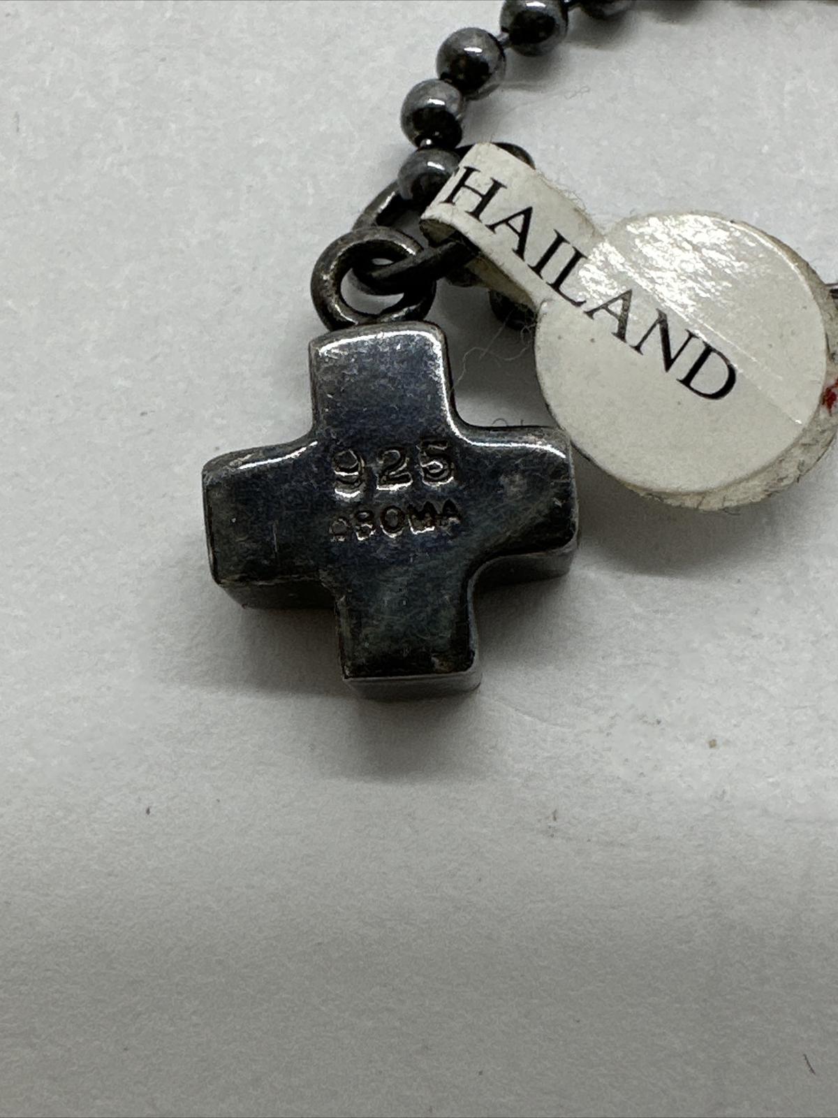 6.75" Solid Sterling Silver Beaded bracelet w/ cr… - image 3