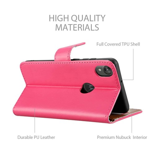 For Motorola Moto E6 Phone Case Leather Wallet Flip Folio Stand View Cover - Picture 56 of 85