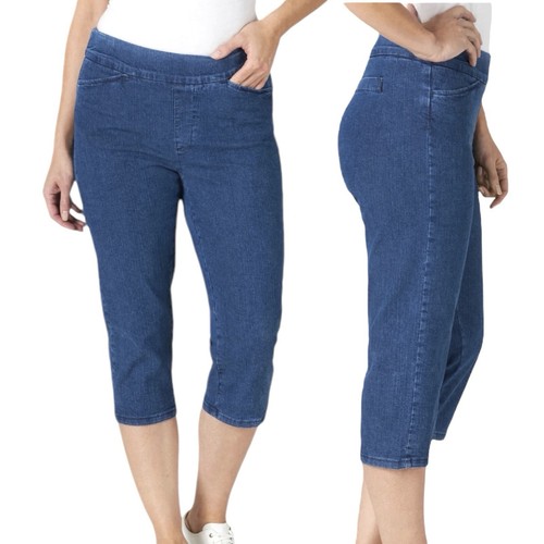 Chic Classic Collection Capris Blue Denim Easy Fit Pull-On Capris Women’s 8 NEW