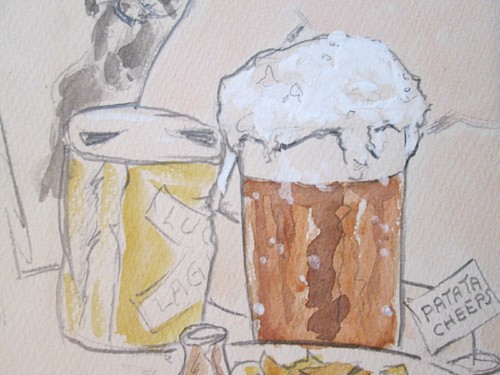 WWII STYLE CARICATURE SIGNED “T. TAYLOR 48" ~ Mentions Beer & May Co. 20" x 16" - Picture 4 of 12