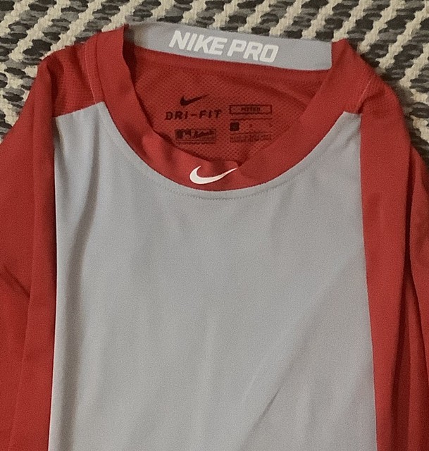 Nike Pro Mens Fitted Hypercool MLB Baseball 3/4 Sleeve Size Large Red & Gray for sale online | eBay