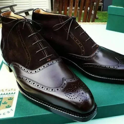 Men's Handmade Brown Leather Jodhpur Dress Boots Bespoke Formal leather Boots