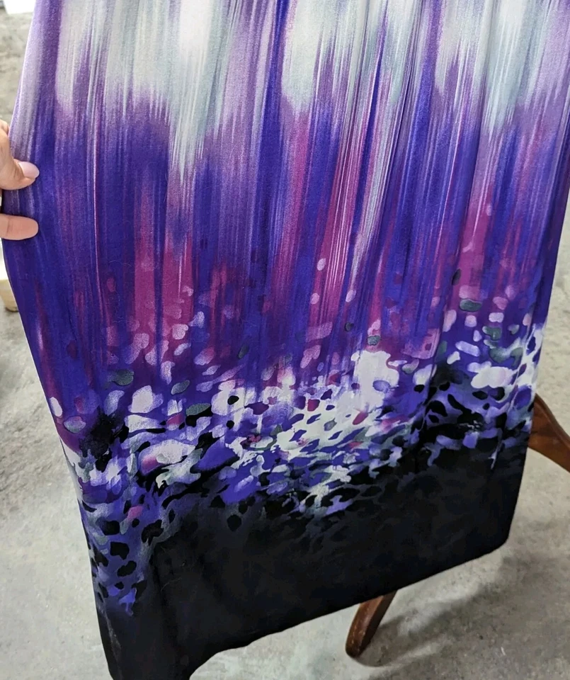 Love тизер размер маленький фиолетовый / черный с бретелью через шею макси платье акварель цветочный узор - Изображение 2 из 4