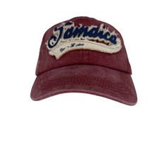 Jamaica Hat Cap Strap Back Red Distressed Embroidered TBL Patch Unisex Travel