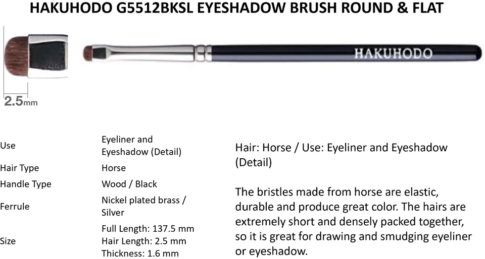 Set of 3 Hakuhodo Hand Crafted Makeup Eye Shadow Brush G5512, G5523 and J5523 - Image 2 of 4