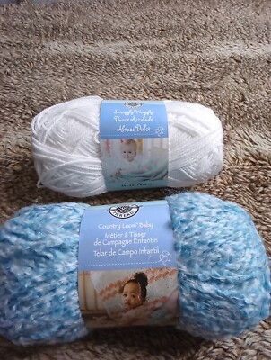 Loops & Threads Yarn Snuggly Wuggly White & Country Loom Baby Blue