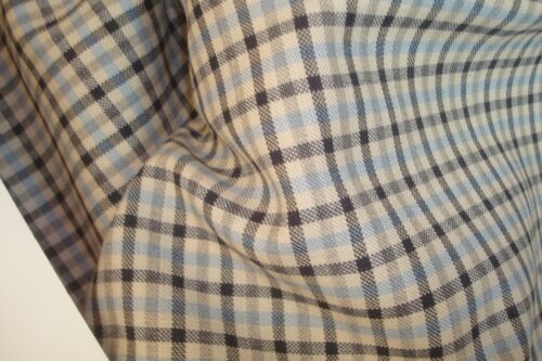 2.63 yd English Superfine All Wool Fabric Luxury Suiting 9 oz Blue Check 95" BTP - Picture 4 of 5