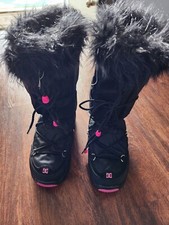 Dc Chalet Snow Boots Faux Fur Black In Pink Size Large Sz 7 Used
