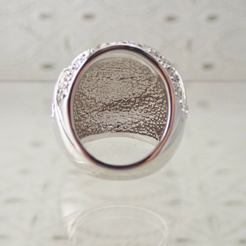 Huge Camille Lucie Abalone Shell Pave Rhinestone Rhodium Plated Size 5 1/4 Ring - Picture 7 of 8