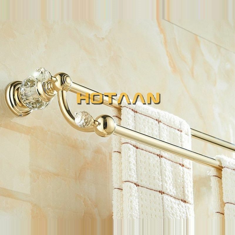 Luxury Crystal Bathroom Accessories Gold Polished Brass Wall Bath