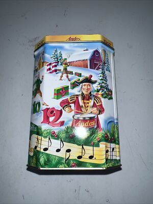 Vintage 1997 Andes Mints Twelve Days of Christmas Tin Holiday Empty 6 1/4'' Tall