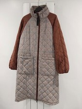 Byoung, Ladies Long Casual Coat. Size 16. Colour Tan, Mixed Dogtooth.