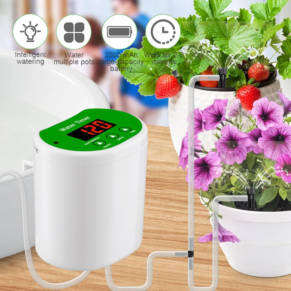 Automatic Micro Drip Irrigation Plant Watering System Kit with Water Pump Timer