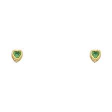 Girls 14k Yellow Gold Birthstone May CZ Heart Screw Back Earrings Studs