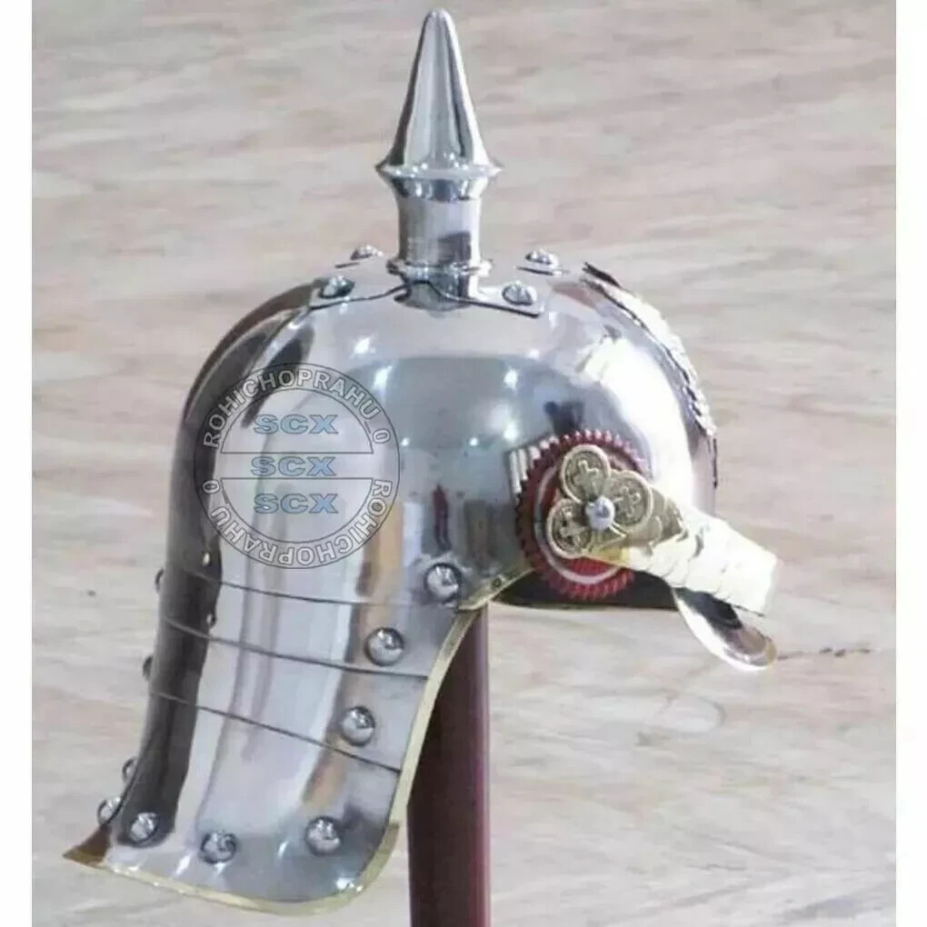 Armadura de cuero Spike Casco alemán Pickelhaube casco prusiano WW1 disfraz r...