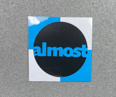 Almost Black Circle Skateboard Sticker Blue/White 4''