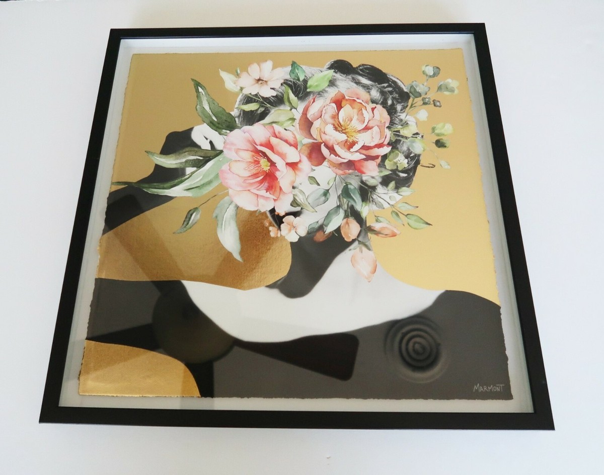 Marmont Hill shadowbox framed art print woman with flowers