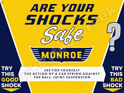 Monroe Are Your Shocks Safe Metal Sign 3 Sizes to Choose From
