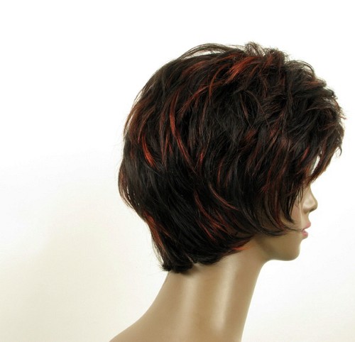 perruque femme afro 100% cheveux naturel courte méchée noir/rouge LAET 06/1b410 - Picture 7 of 9
