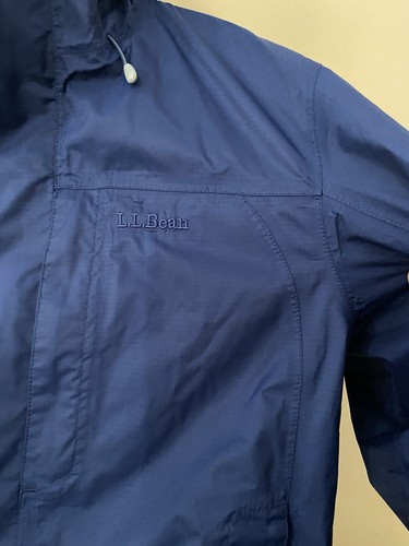 LL Bean Jacket Mens Medium Rain Jacket Navy Hooded Nylon Mesh Lined Pockets S - Picture 5 of 7
