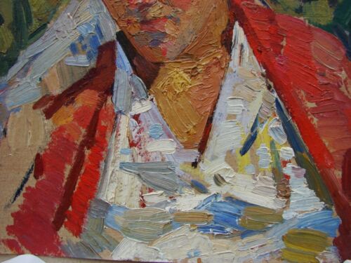 Ukrainian Soviet USSR Oil Painting fauvism impressionism female portrait girl - Picture 7 of 8