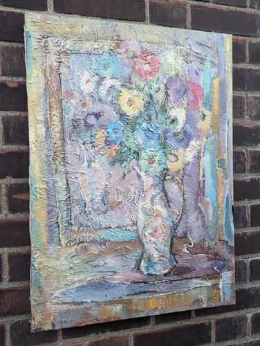 IMPASTO FLOWERS IN VASE RUSSIAN ORIGINAL OIL by AKSIROV - Picture 2 of 15