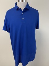 Barney Polo Shirt Mens Large Blue Short Sleeve Solid Knit Cotton N33